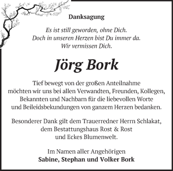 Traueranzeige von Jörg Bork von Märkische Oderzeitung