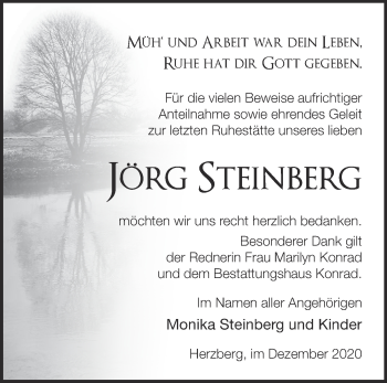 Traueranzeige von Jörg Steinberg von Märkische Oderzeitung