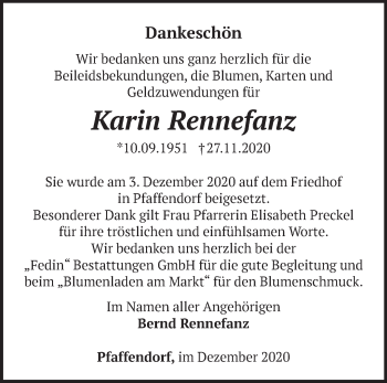 Traueranzeige von Karin Rennefanz von Märkische Oderzeitung