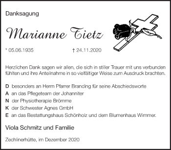 Traueranzeige von Marianne Tietz von Märkische Oderzeitung