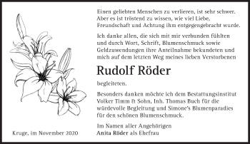 Traueranzeige von Rudolf Röder von Märkische Oderzeitung