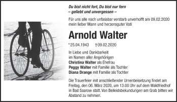 Traueranzeige von Arnold Walter von Märkische Oderzeitung