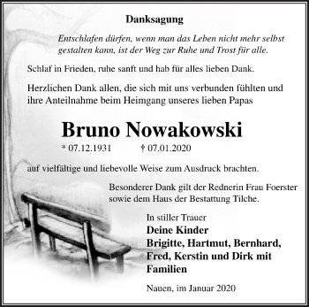 Traueranzeige von Bruno Nowakowski von Märkische Oderzeitung