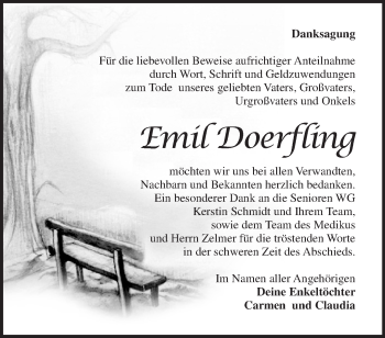 Traueranzeige von Emil Doerfling von Märkische Oderzeitung