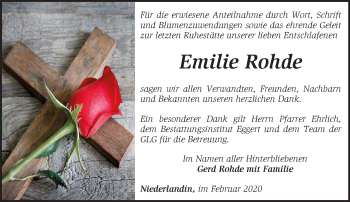 Traueranzeige von Emilie Rohde von Märkische Oderzeitung