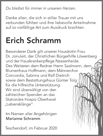 Traueranzeige von Erich Schramm von Märkische Oderzeitung