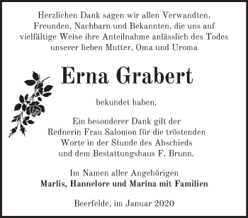 Traueranzeige von Erna Grabert von Märkische Oderzeitung