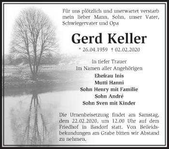 Traueranzeige von Gerd Keller von Märkische Oderzeitung