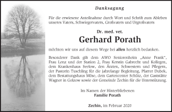 Traueranzeige von Gerhard Porath von Märkische Oderzeitung