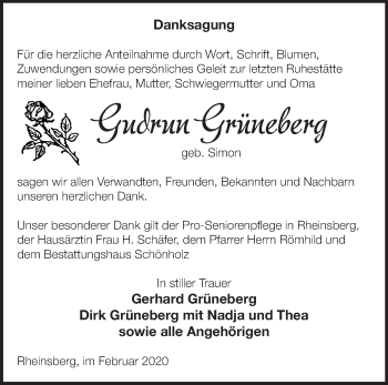 Traueranzeige von Gudrun Grüneberg von Märkische Oderzeitung