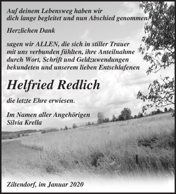 Traueranzeige von Helfried Redlich von Märkische Oderzeitung