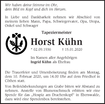 Traueranzeige von Horst Kühn von Märkische Oderzeitung