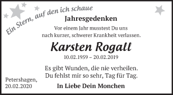 Traueranzeige von Karsten Rogall von Märkische Oderzeitung