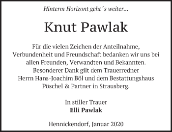 Traueranzeige von Knut Pawlak von Märkische Oderzeitung