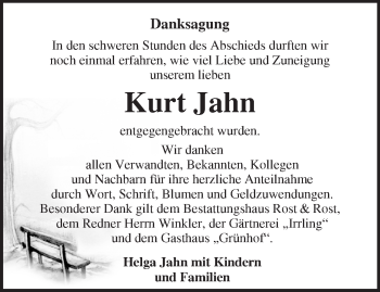 Traueranzeige von Kurt Jahn von Märkische Oderzeitung