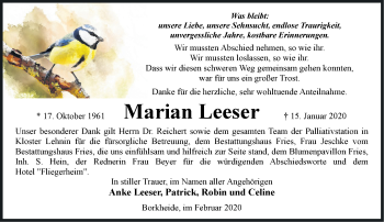 Traueranzeige von Marian Leeser von Märkische Oderzeitung