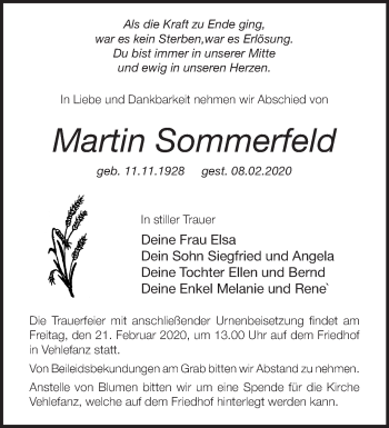 Traueranzeige von Martin Sommerfeld von Märkische Oderzeitung