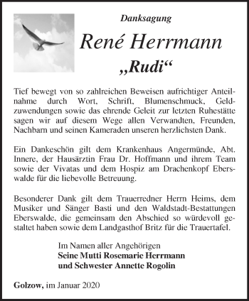 Traueranzeige von René Herrmann von Märkische Oderzeitung