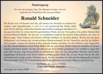 Traueranzeige von Ronald Schneider von Märkische Oderzeitung