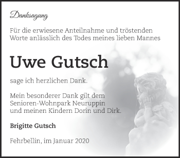 Traueranzeige von Uwe Gutsch von Märkische Oderzeitung