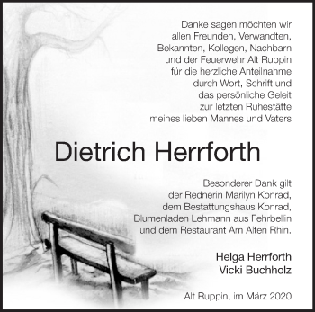 Traueranzeige von Dietrich Herrforth von Märkische Oderzeitung