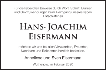 Traueranzeige von Hans-Joachim Eisermann von Märkische Oderzeitung