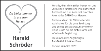 Traueranzeige von Harald Schröder von Märkische Oderzeitung