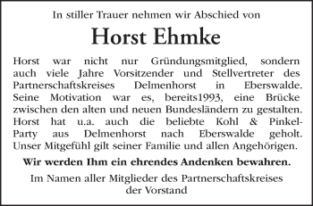 Traueranzeige von Horst Ehmke von Märkische Oderzeitung