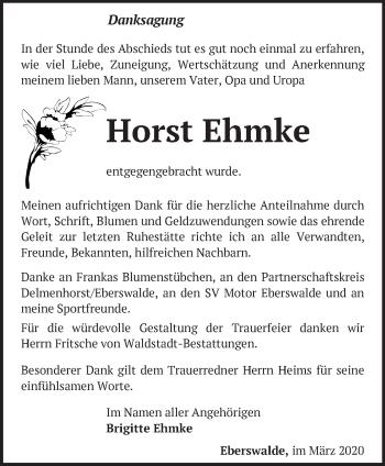Traueranzeige von Horst Ehmke von Märkische Oderzeitung
