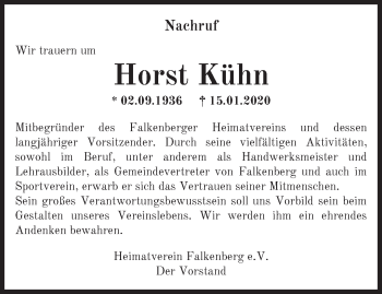 Traueranzeige von Horst Kühn von Märkische Oderzeitung