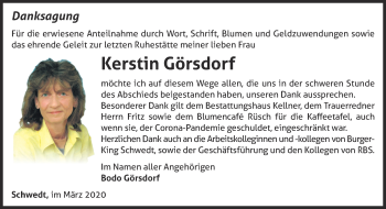 Traueranzeige von Kerstin Görsdorf von Märkische Oderzeitung