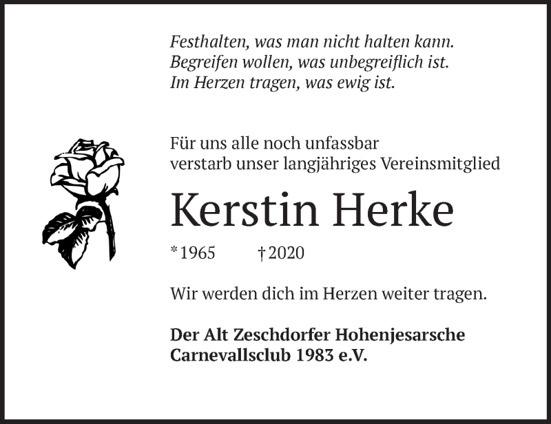  Traueranzeige für Kerstin Herke vom 25.03.2020 aus Märkische Oderzeitung