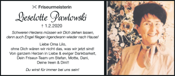 Traueranzeige von Lieselotte Pawlowski von Märkische Oderzeitung