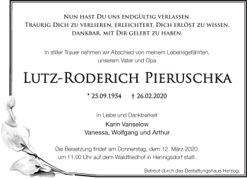 Traueranzeige von Lutz-Roderich Pieruschuka von Märkische Oderzeitung