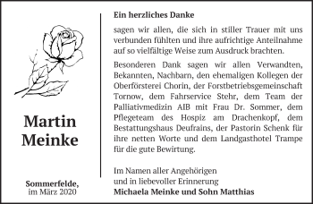 Traueranzeige von Martin Meinke von Märkische Oderzeitung