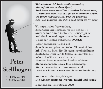 Traueranzeige von Peter Stellbogen von Märkische Oderzeitung