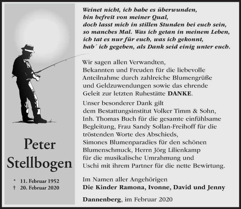  Traueranzeige für Peter Stellbogen vom 08.03.2020 aus Märkische Oderzeitung