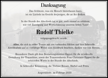 Traueranzeige von Rudolf Thielke von Märkische Oderzeitung