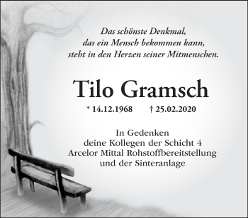 Traueranzeige von Tilo Gramsch von Märkische Oderzeitung