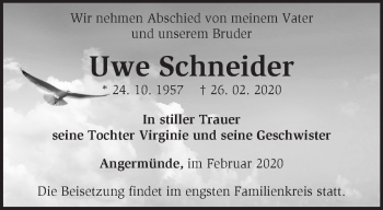 Traueranzeige von Uwe Schneider von Märkische Oderzeitung