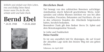 Traueranzeige von Bernd Ebel von Märkische Oderzeitung