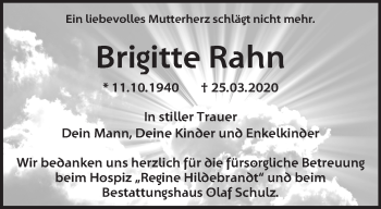 Traueranzeige von Brigitte Rahn von Märkische Oderzeitung