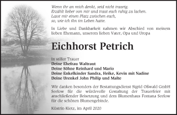 Traueranzeige von Eichhorst Petrich von Märkische Oderzeitung