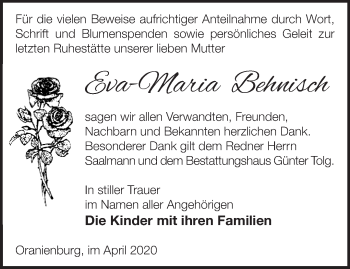Traueranzeige von Eva-Maria Behnisch von Märkische Oderzeitung