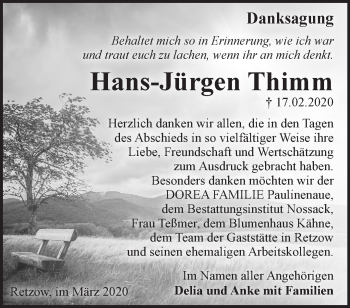 Traueranzeige von Hans-Jürgen Thimm von Märkische Oderzeitung