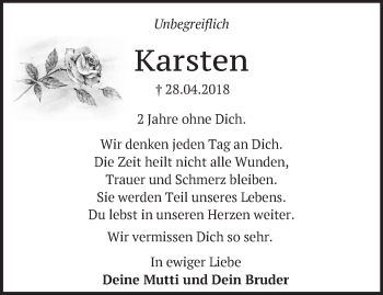 Traueranzeige von Karsten Drescher von Märkische Oderzeitung