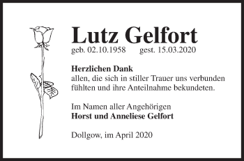 Traueranzeige von Lutz Gelfort von Märkische Oderzeitung