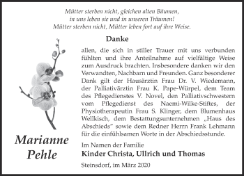 Traueranzeige von Marianne Pehle von Märkische Oderzeitung