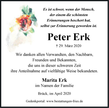 Traueranzeige von Peter Erk von Märkische Oderzeitung