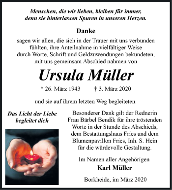 Traueranzeige von Ursula Müller von Märkische Oderzeitung